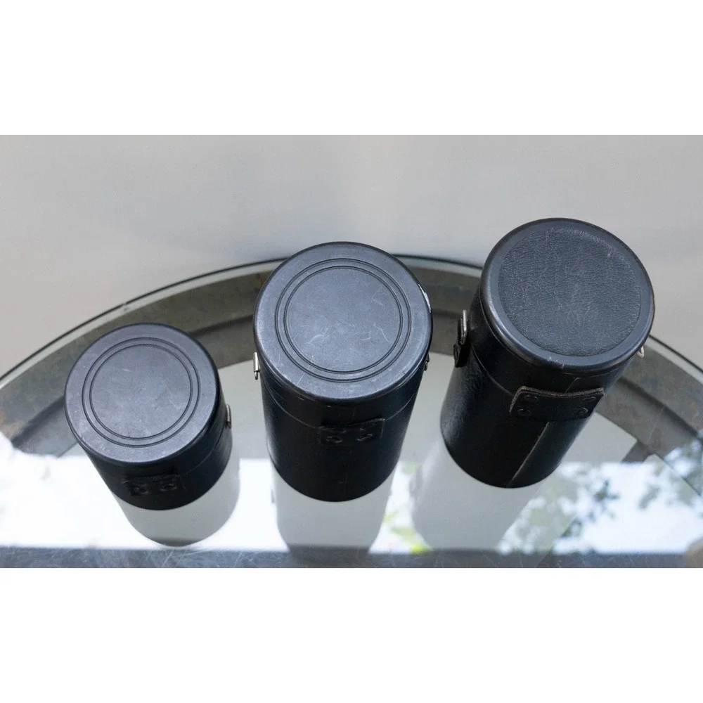 Lot of 3 - Camera Lens Hard Leather Cases Vintage 8